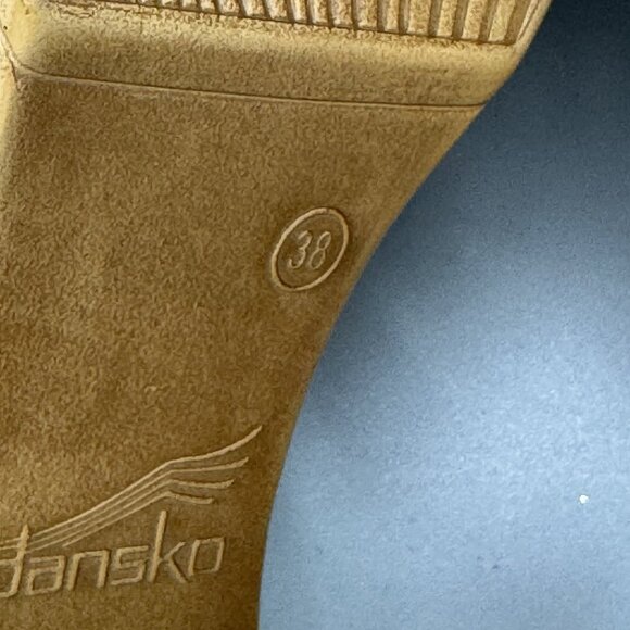 Dansko Sandals Womens 38 7.5-8 Brown Demetra Peep Toe Platform Heels Leather - Picture 9 of 9